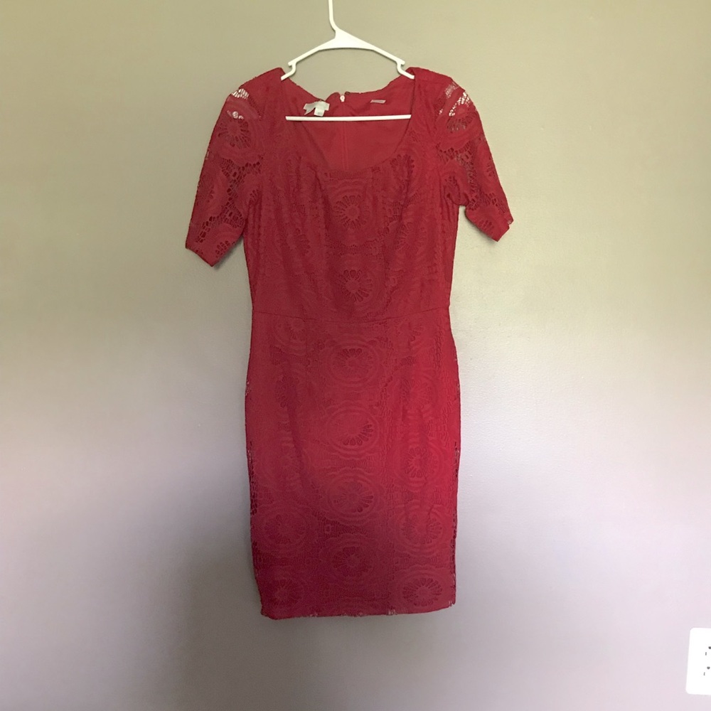 Red lace look dress